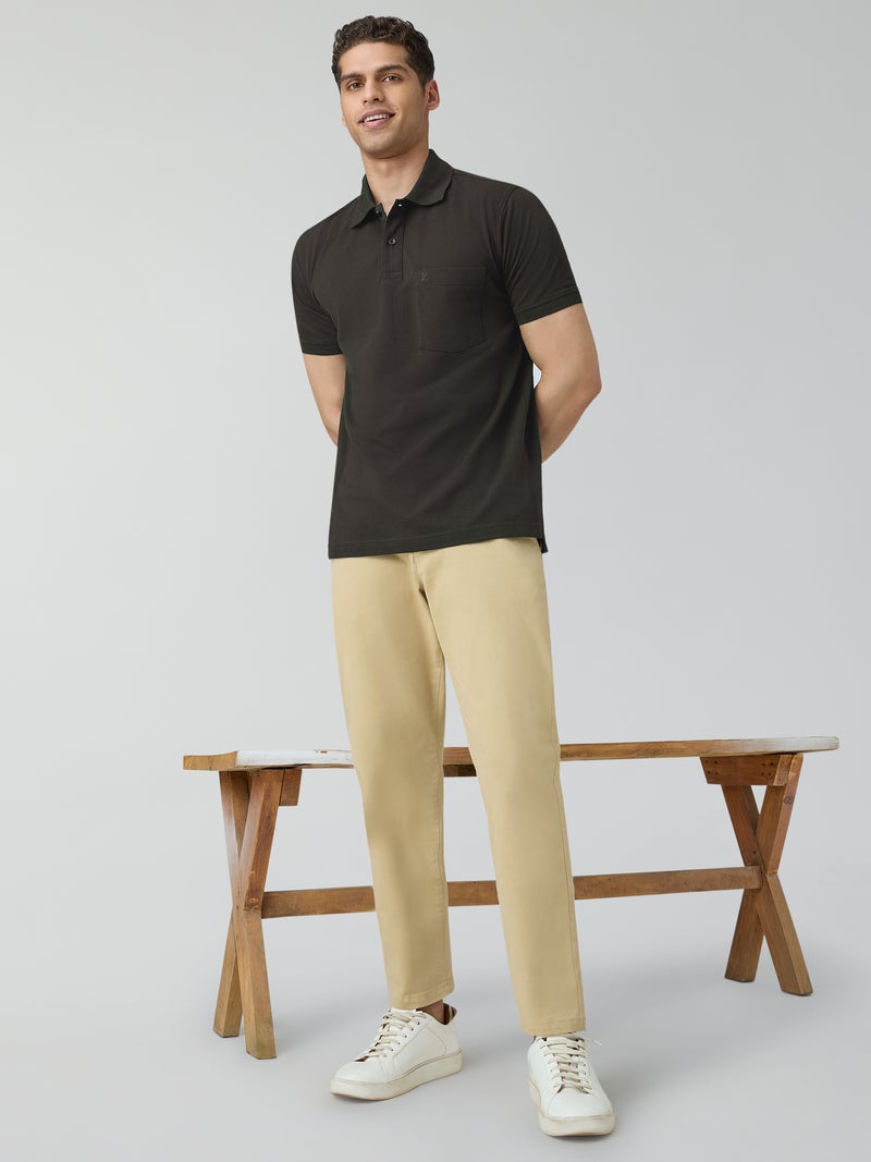 XYXX Men's'S Cotton Solid Halfsleeve Polo Tshirt Dark Brown - Image 2