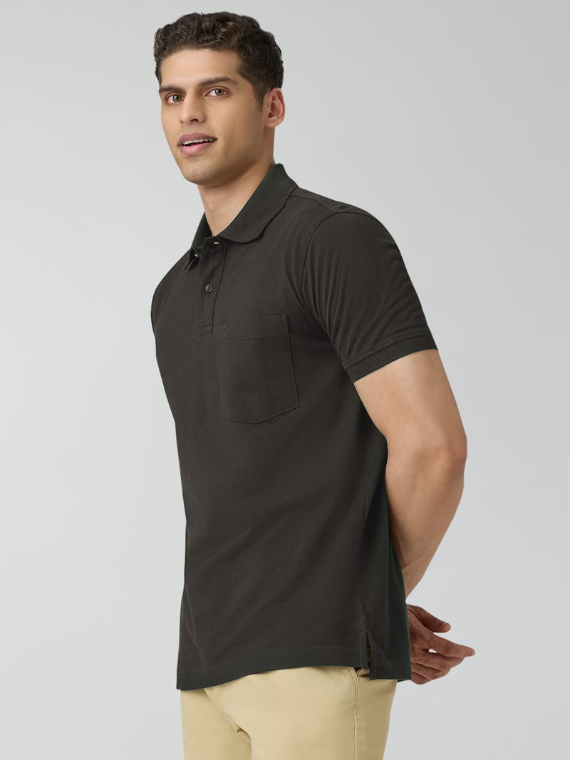XYXX Men's'S Cotton Solid Halfsleeve Polo Tshirt Dark Brown - Image 4