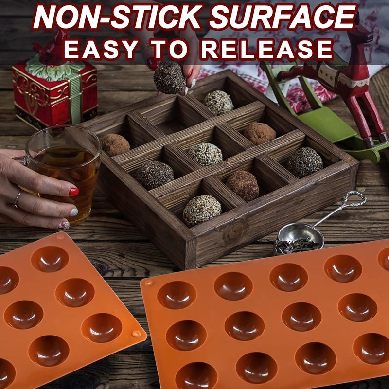 Lerykin Semi Circular Silicone Molds, Non-Stick Silicone Chocolate Molds,3 Packs Baking Molds for Making Chocolate, Cake, Jelly, Desert, Biscuit, Dome Mousse (6 Cups, 15 Cups and 24 Cups) - Image 2