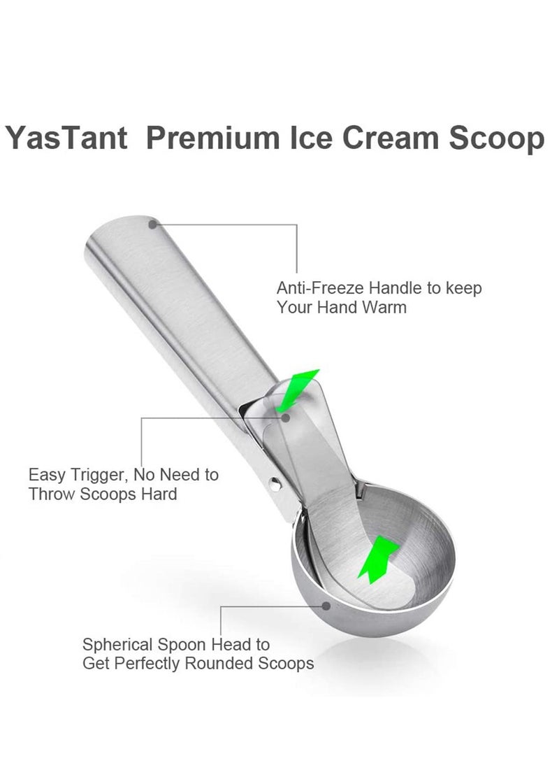 نيبمينينت Solid Stainless Steel Ice Cream Scoop, steel Spoon, Water Melon Scoop - Set, with Easy Trigger, Dipper for Fruits(2PCS) - Image 4