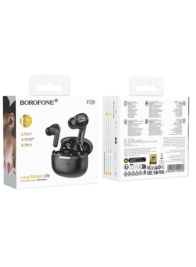 BOROFONE FQ9 Wireless Bluetooth Headphones, Dust Resistant and Bilateral Stereo, 6-Hour Ultra-Long Battery Life Headphones, USB-C Charging Case, Compatible with Android and iPhone, Samsung Smartphones - Black  - Image 5
