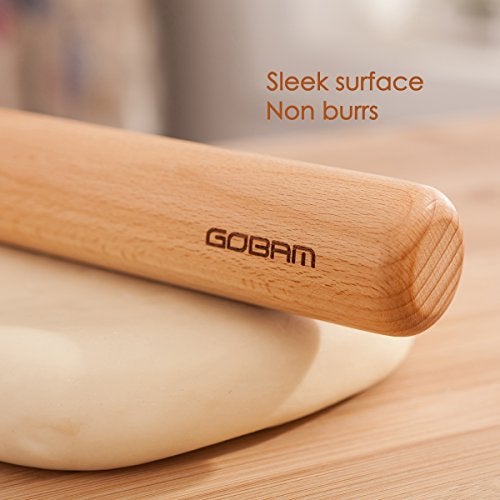 GOBAM Wood Rolling Pin, Small - Dough Roller for Pasta, Cookies, Pie, Pizza, Chapati, Fondant, Rolling Pins for Baking, Bread Making Tools and Supplies - 11 x 1.38 Inches - Image 4