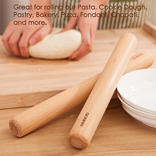 GOBAM Wood Rolling Pin, Small - Dough Roller for Pasta, Cookies, Pie, Pizza, Chapati, Fondant, Rolling Pins for Baking, Bread Making Tools and Supplies - 11 x 1.38 Inches - Image 5