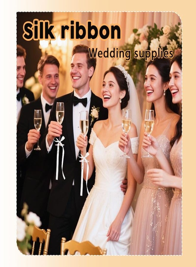 Yreamont Just Married Ribbon Bow for Glass Champagne Bouquet Ribbon for Wedding Day Decoration for Wedding Shower Party Decorations 2PCS Ribbion for Glasses Decor with Bowknot - Image 4
