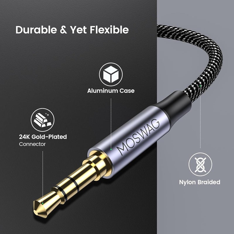 MOSWAG 2 metres 3.5mm Headphone Extension Cable, 3.5mm Male to Female Stereo Extension Adapter Nylon Braided Cord Compatible for Home/Car Stereos Smartphones Headphones Tablets Media Players and More - Image 5