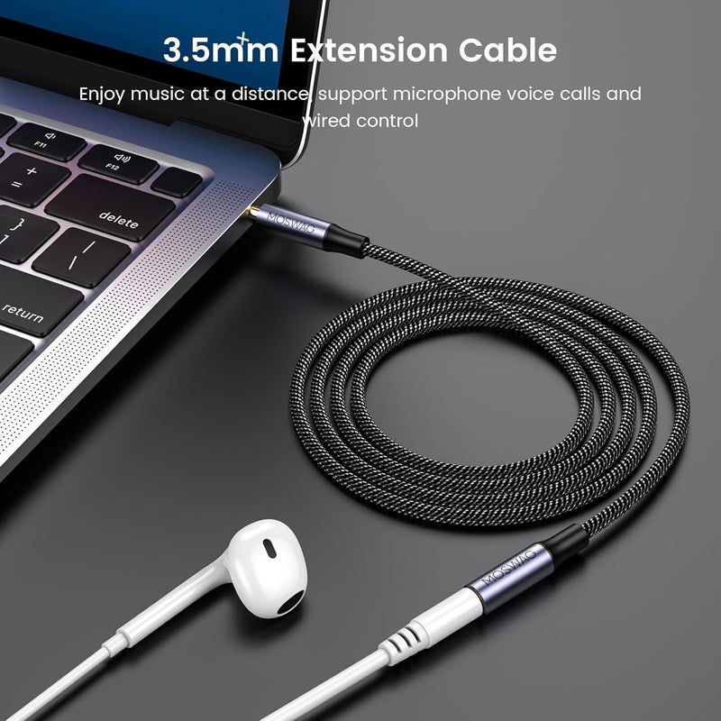 MOSWAG 2 metres 3.5mm Headphone Extension Cable, 3.5mm Male to Female Stereo Extension Adapter Nylon Braided Cord Compatible for Home/Car Stereos Smartphones Headphones Tablets Media Players and More - Image 3