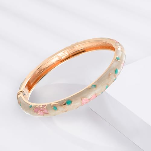 wynameleri Lastest Enamel Bangle Bracelet Green and White Set of 2 for Women in Gift Box - Image 4