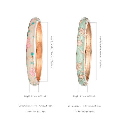 wynameleri Lastest Enamel Bangle Bracelet Green and White Set of 2 for Women in Gift Box - Image 2