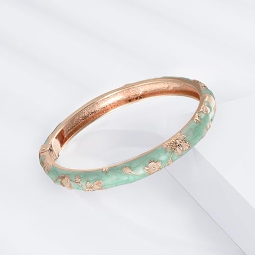 wynameleri Lastest Enamel Bangle Bracelet Green and White Set of 2 for Women in Gift Box - Image 5