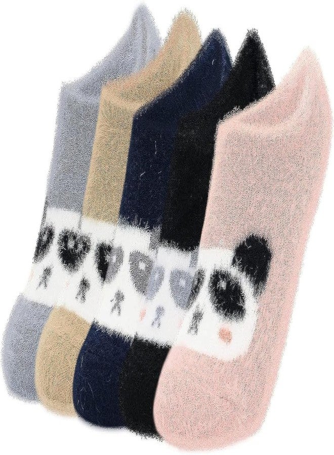 JMP Caichino Woolen Fuzzy Cute Cartoon Animal face Winter Socks For Girls -Cozy Socks for Girl, Cute Socks, Warm Socks (Pack Of 5) - Image 1