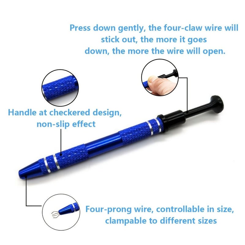 1 Set Blue Computer And Mobile Phone Repair Tools With IC Extractor Chip Puller PLCC Extractor Electronic Component Tweezers Ball Grid Array Chip Picker Surface Mount Desoldering - Image 3
