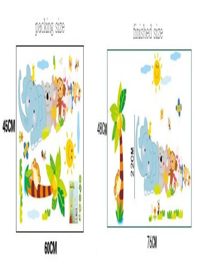 Decals Design 'Jungle Cartoon Cute Animals' Wall Sticker (PVC Vinyl, 60 cm x 90 cm, Multicolour) - Image 3
