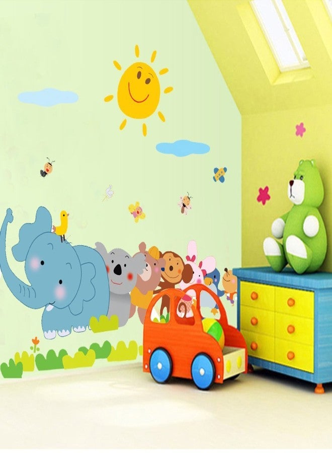 Decals Design 'Jungle Cartoon Cute Animals' Wall Sticker (PVC Vinyl, 60 cm x 90 cm, Multicolour) - Image 5