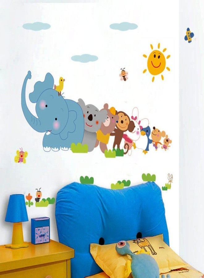 Decals Design 'Jungle Cartoon Cute Animals' Wall Sticker (PVC Vinyl, 60 cm x 90 cm, Multicolour) - Image 2