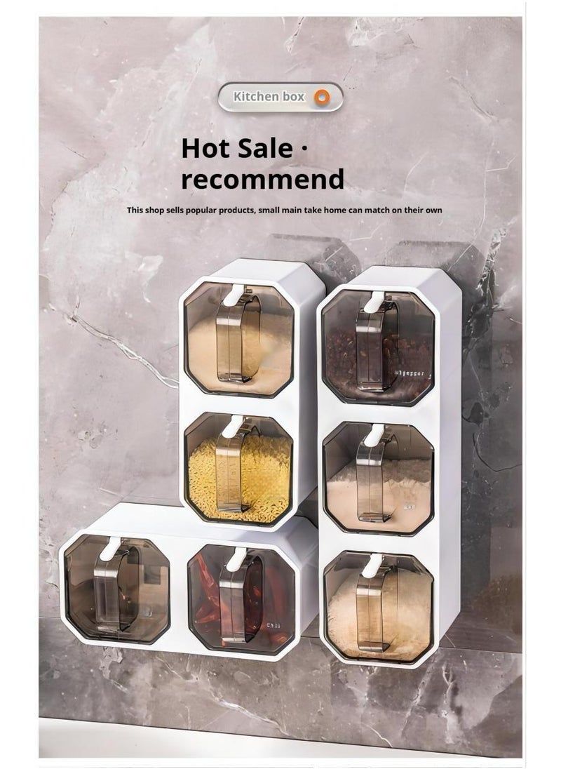 Bluejw - Seasoning Boxes, Clear Seasoning Storage Containers Rack Combination Set Up Wall Mounted Seasoning Jars Spice Jars Without Punched Kitchen Spice POTS Kitchen Counters and Food Storage - Image 1