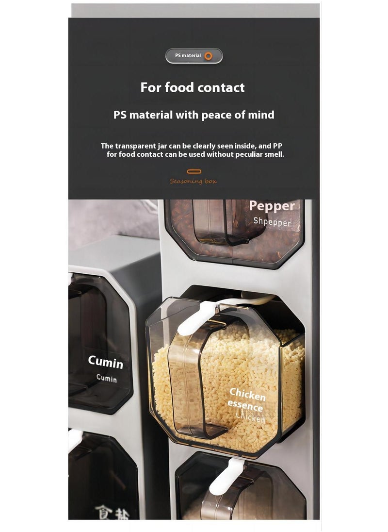 Bluejw - Seasoning Boxes, Clear Seasoning Storage Containers Rack Combination Set Up Wall Mounted Seasoning Jars Spice Jars Without Punched Kitchen Spice POTS Kitchen Counters and Food Storage - Image 1