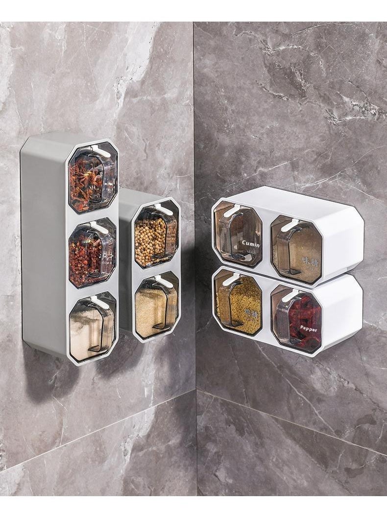 Bluejw - Seasoning Boxes, Clear Seasoning Storage Containers Rack Combination Set Up Wall Mounted Seasoning Jars Spice Jars Without Punched Kitchen Spice POTS Kitchen Counters and Food Storage - Image 1