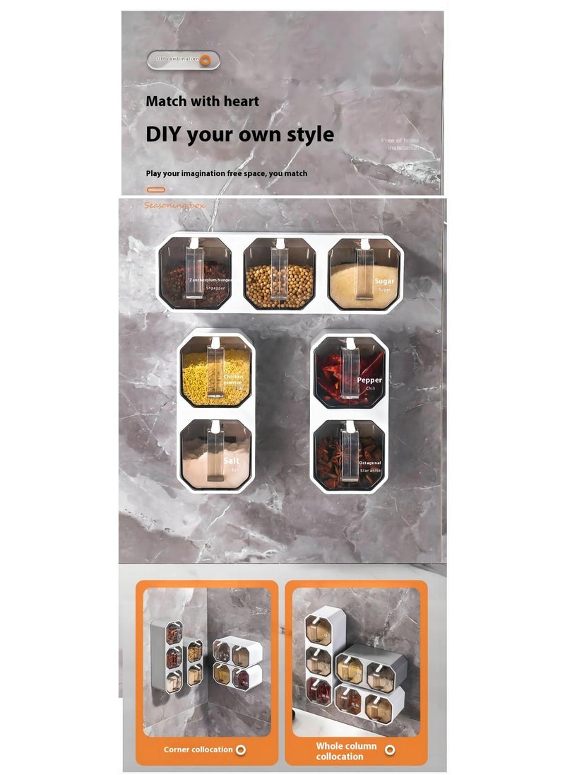 Bluejw - Seasoning Boxes, Clear Seasoning Storage Containers Rack Combination Set Up Wall Mounted Seasoning Jars Spice Jars Without Punched Kitchen Spice POTS Kitchen Counters and Food Storage - Image 1