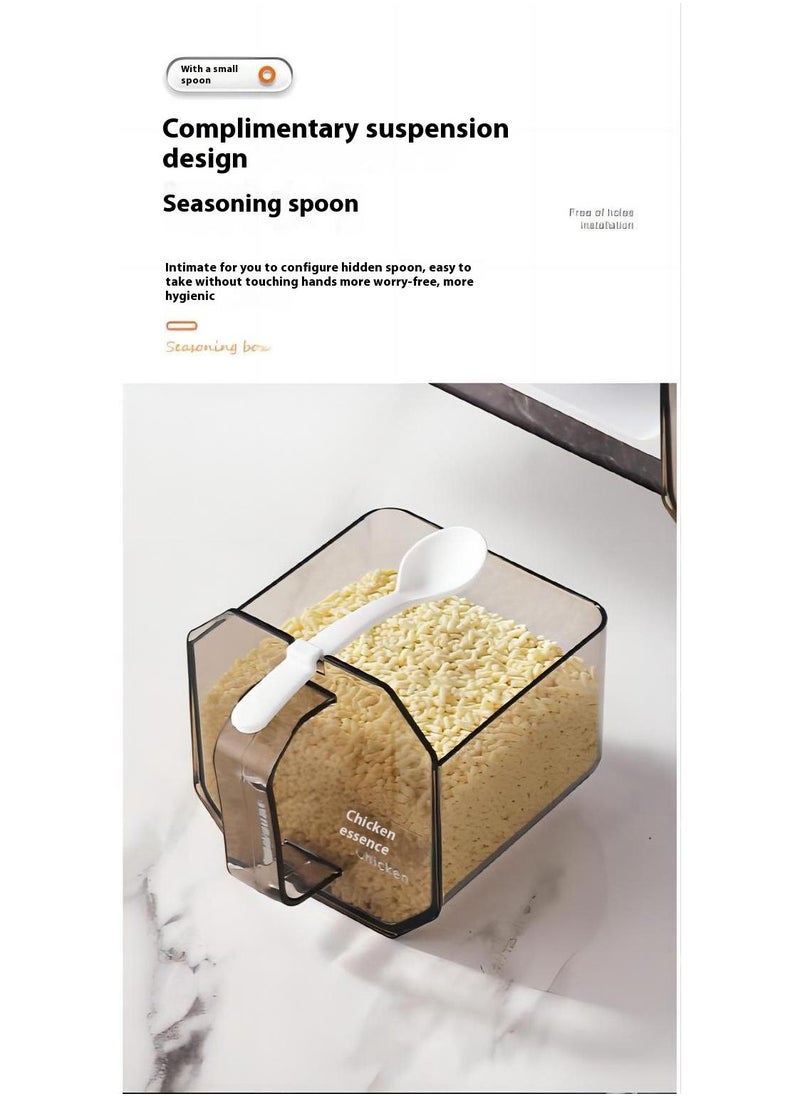 Bluejw - Seasoning Boxes, Clear Seasoning Storage Containers Rack Combination Set Up Wall Mounted Seasoning Jars Spice Jars Without Punched Kitchen Spice POTS Kitchen Counters and Food Storage - Image 1