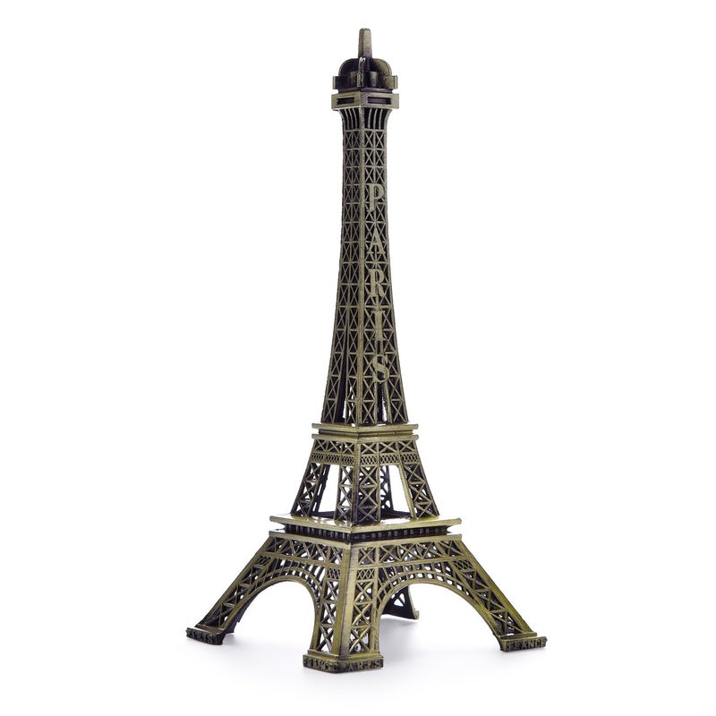 ESHATO Bronze Metal Eiffel Tower Statue, 7inch Decorative Figurine Replica Stand Holder for Cake Topper Table Decor Gift Party Home Decoration - Image 1
