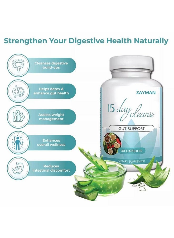 Generic ZAYMAN 15 Day Cleanse - Colon Broom and Detox Support, Gut Health Supplement with Senna, Cascara Sagrada & Psyllium Husk, Natural Colon Cleanse for Men and Women (Pack of 2)  - Image 2