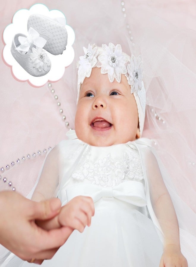 Cutecrop 5 Pcs Baptism Outfit for Baby Girls Christening Outfit Socks Shoes First Communion for Infant Toddler(6-12 Months) - Image 5