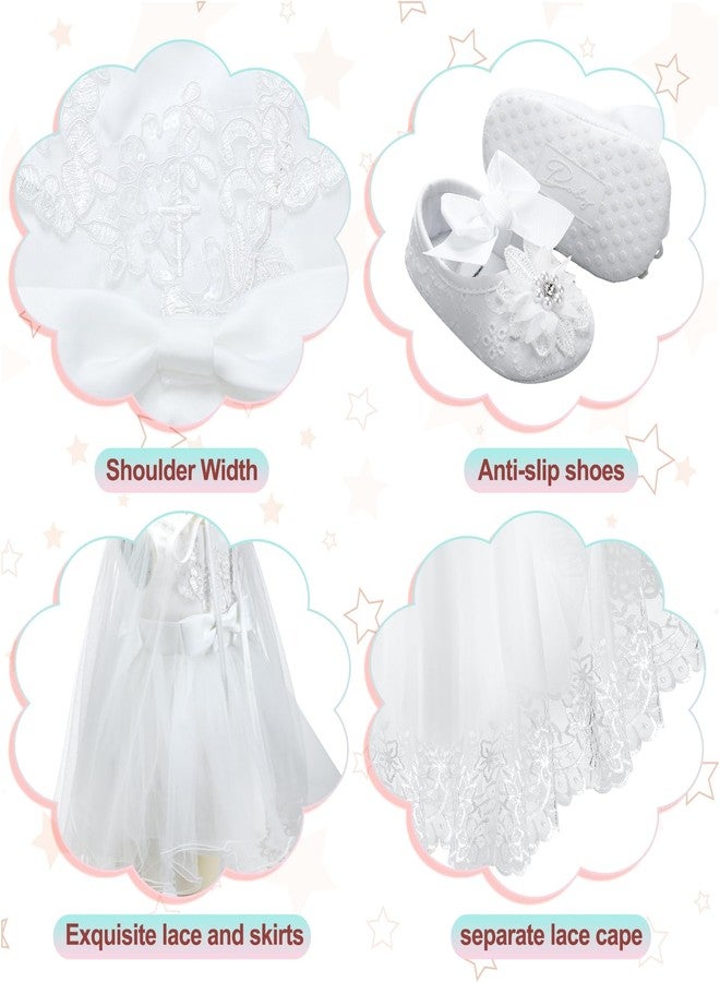 Cutecrop 5 Pcs Baptism Outfit for Baby Girls Christening Outfit Socks Shoes First Communion for Infant Toddler(6-12 Months) - Image 3