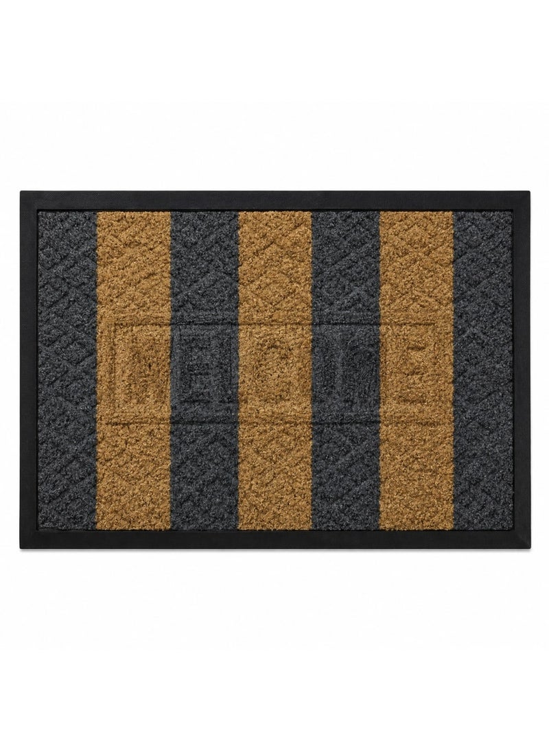 Beige * Black Door Mat, Entrance Rug, Non-Slip Floor Mat, 60x40 cm - 60x40 سم - Image 1