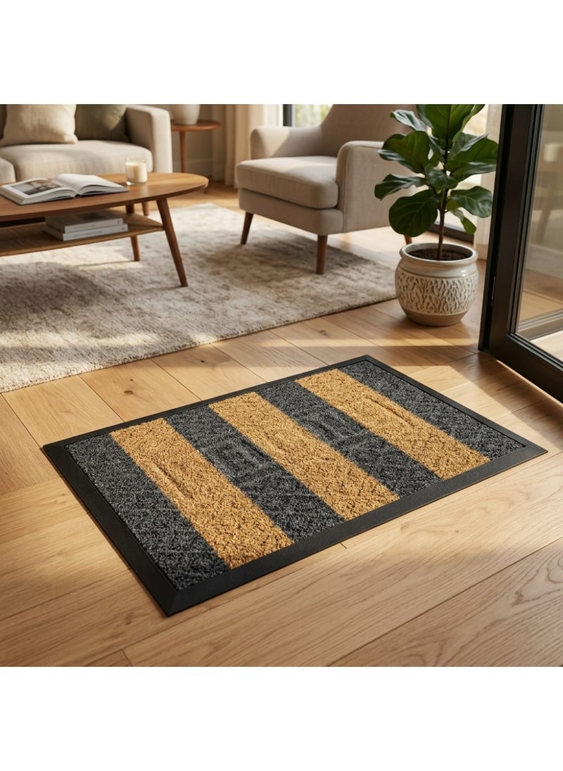 Beige * Black Door Mat, Entrance Rug, Non-Slip Floor Mat, 60x40 cm - 60x40 سم - Image 5