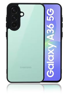 Transparent Silicone Frame Back Cover for Samsung Galaxy A36 - Camera Protection Shockproof Bumper - Shockproof Hard Back with Black Border - Scratch  Drop Protection - Stylish  Durable Design- Black