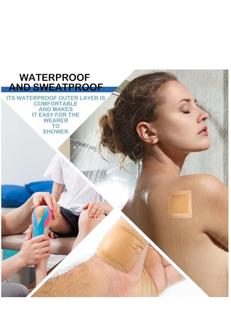 15 Pieces Bordered Silicone Adhesive Foam Dressing Square Dressing with Border Adhesive Patches Shower Waterproof Patch Breathable Wound Bandage (3 x 3 Inch)