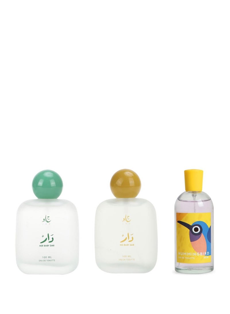 جاد مجموعة جاد العائلية (دار هاي بيبي، دار هير بيبي، وهامينغبيرد) ماء تواليت 100 مل × 3 قطع - Image 1