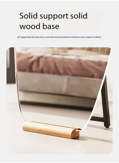 fashionhome Modern Scandinavian Design Full Length Mirror Standing Hanging or Leaning Against Wall Large Bedroom Floor Mirror Dressing Mirror Wall-Mounted Mirror Wood Frame Wavy Mirror Round Corner 50x160 cm  - Image 5