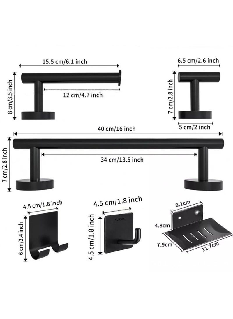 XiuWoo 9-Piece Bathroom Hardware Accessories Set Stainless Steel Wall Mounted Towel Racks for Bathroom Wall Mounted Toilet Paper Holder and Robe Towel Hooks  - Image 2