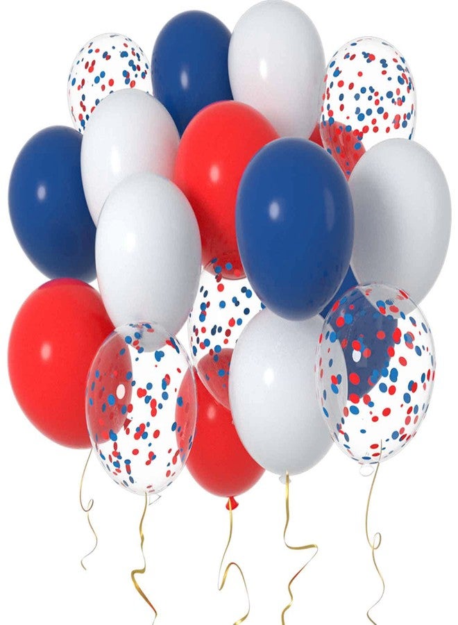 AIM & GGKK 12 Inch Red White and Navy Blue Balloons,Navy Blue and Red Confetti Latex Balloons Party Decorations Supplies,Pack of 50 - Image 2