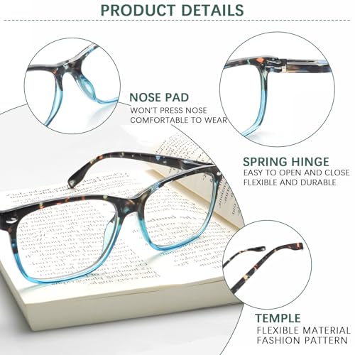 CLASAGA Progressive Multifocus Reading Glasses for Women, Blue Light Blocking Ladies Computer Readers with Spring Hinge. (3 Mix-2, 2.25, x) - Image 3