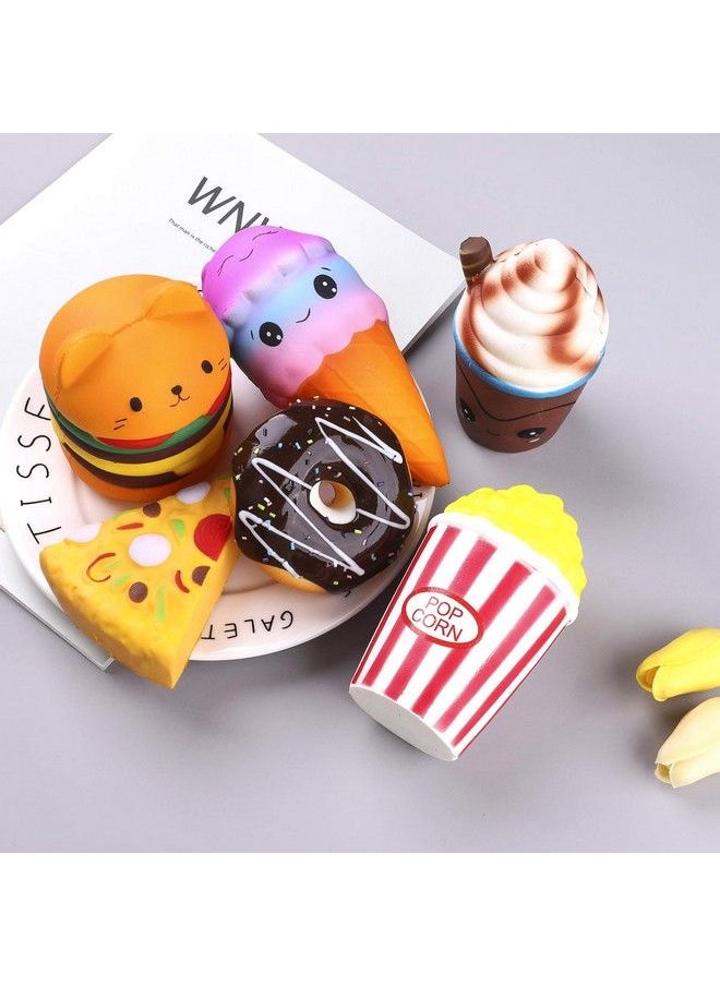 Kingyao - 6Pcs Slow Rising Squishies Squishy Toys Jumbo Squishies Hamburger Popcorn Cake Ice Cream Pizza Kawaii Squishy Toys Or Stress Relief Squeeze Toys Party Favors For Kids Adults Decorative Props - Image 1