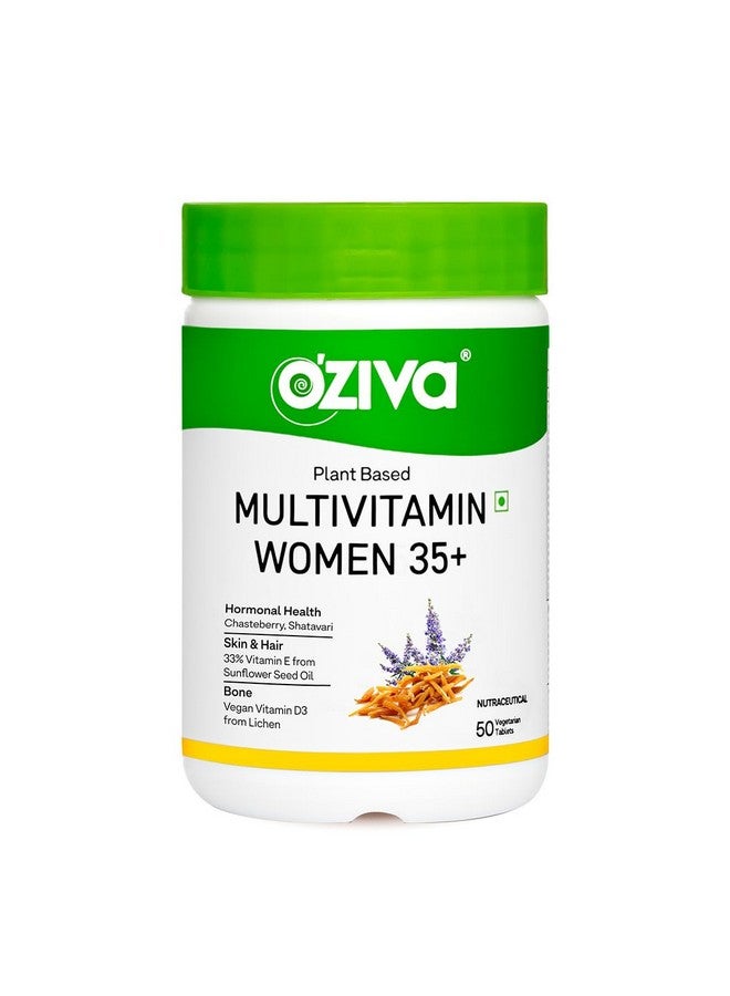OZiva Plant Based Multivitamins for Women 35+| For Hormonal Health, Skin & Hair, Bone Health| With Chasteberry, Vitamin E & D3, 50 Vegetarian Capsules - Image 1