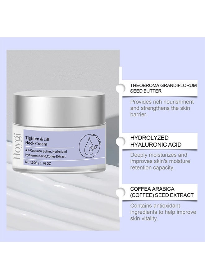Hoygi Tighten & Lift Neck Cream, Anti Aging Smooth Tighten Skin Wrinkles Lift and Firm Cream for Sagging Skin and Neck Moisturizing 50g - Image 2