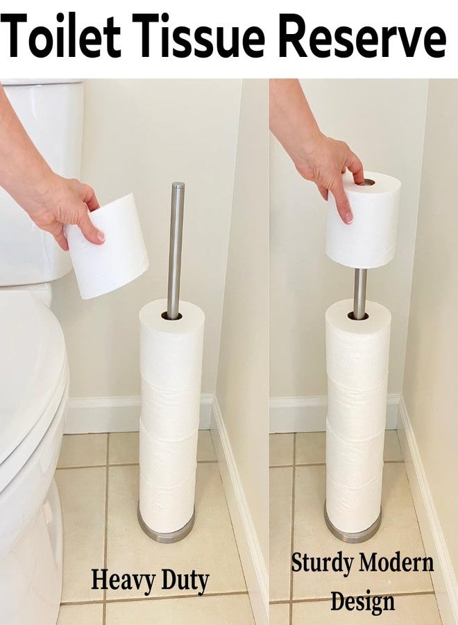 Evelots Toilet Paper Roll Holder Stand-Heavy Weighted-Free Standing Bathroom Toilet Paper Storage-Stores Up to 6 Mega Rolls-Stainless Steel-24.5 Inches Tall - Image 5