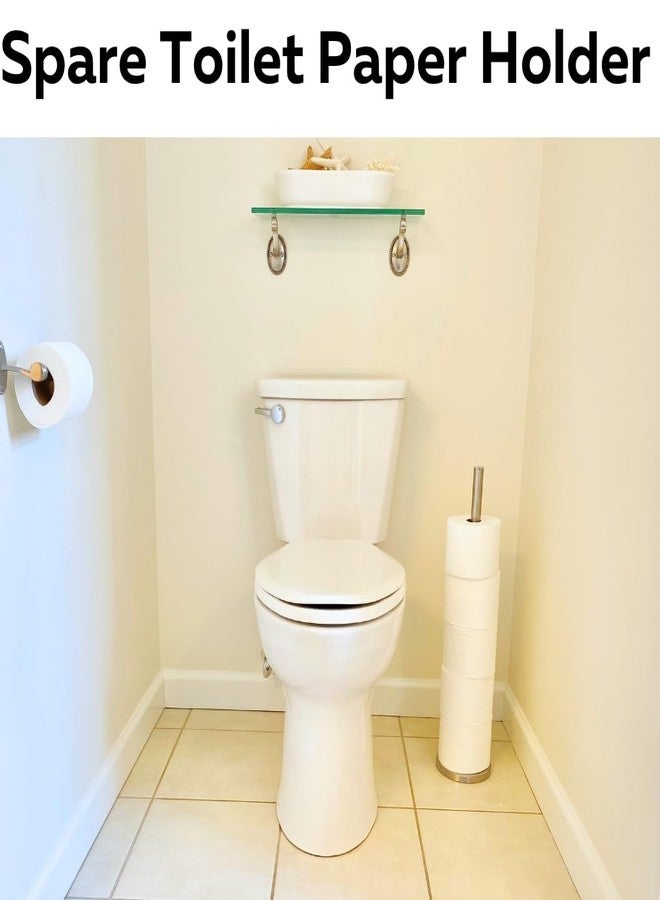 Evelots Toilet Paper Roll Holder Stand-Heavy Weighted-Free Standing Bathroom Toilet Paper Storage-Stores Up to 6 Mega Rolls-Stainless Steel-24.5 Inches Tall - Image 4