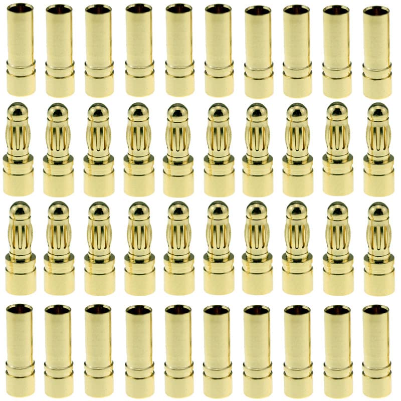 LINSYRC 20 Pairs GoldPlated 35MM Banana Plug Bullet Male and Female Connector Adapter for RC Lipo Battery ESC Motors 35MM - Image 1