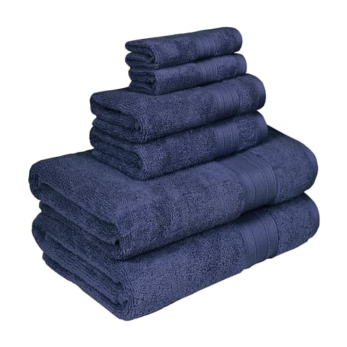 Trident Soft Comfort Air Rich Towels for Bath, 100% Cotton Towel, Super Soft, Highly Absorbent, 6 Pieces Towel Set, 500 GSM - Navy - Image 2