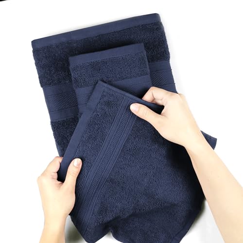 Trident Soft Comfort Air Rich Towels for Bath, 100% Cotton Towel, Super Soft, Highly Absorbent, 6 Pieces Towel Set, 500 GSM - Navy - Image 5