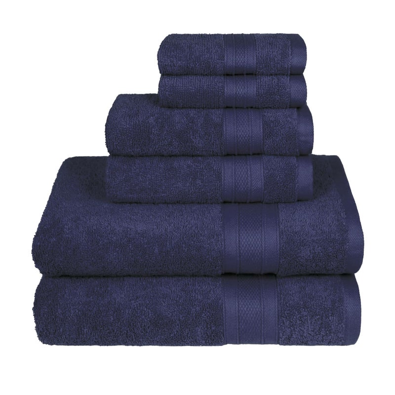Trident Soft Comfort Air Rich Towels for Bath, 100% Cotton Towel, Super Soft, Highly Absorbent, 6 Pieces Towel Set, 500 GSM - Navy - Image 4