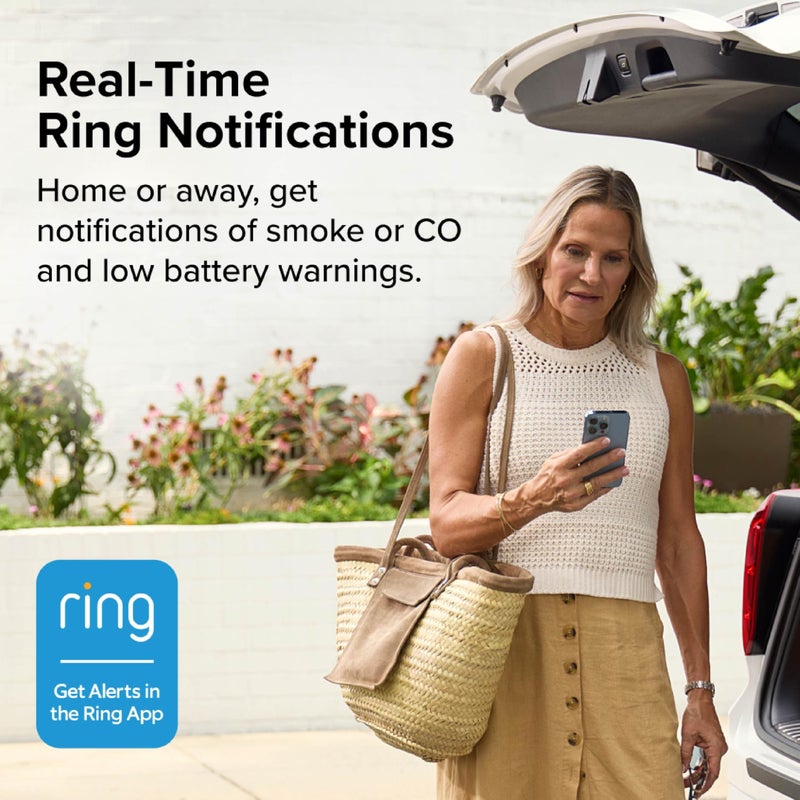 Kidde Smart Smoke and Carbon Monoxide Detector, Ring App Enabled for Real-Time Notifications, Hardwired Alarm, AA Backup Battery - Image 2