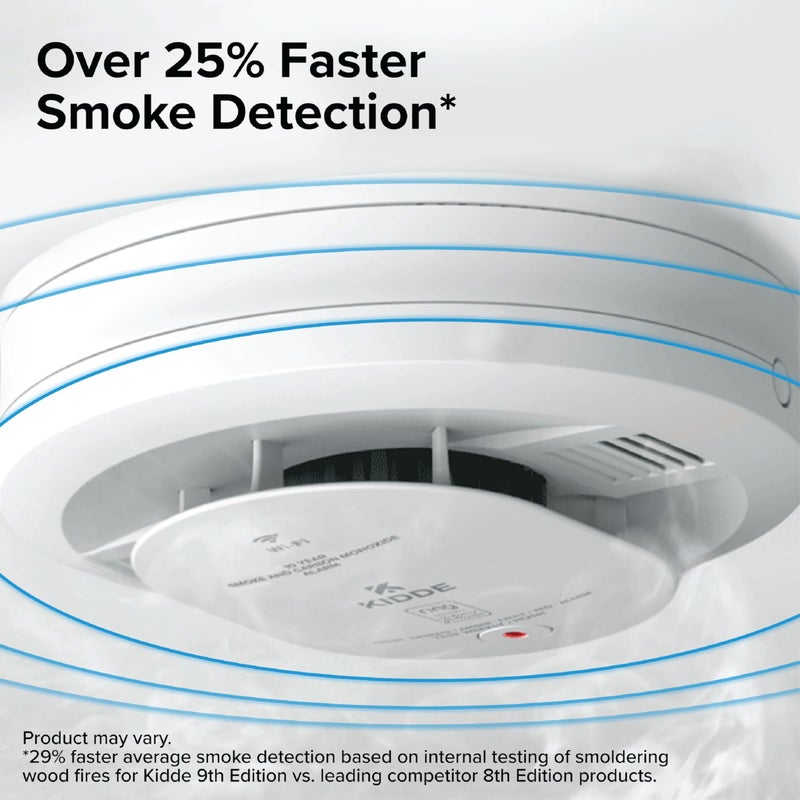 Kidde Smart Smoke and Carbon Monoxide Detector, Ring App Enabled for Real-Time Notifications, Hardwired Alarm, AA Backup Battery - Image 5