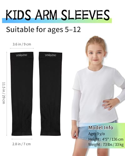 VNLEXMC 4/6 Pairs Arm Sleeves for Kids – Sun Protection Cooling Compression Sleeves for Boys,Girls & Youth,Sports,Gardening (4 White) - Image 2