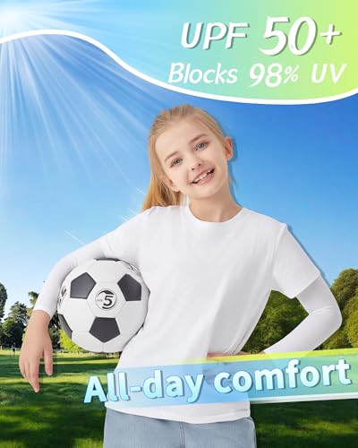 VNLEXMC 4/6 Pairs Arm Sleeves for Kids – Sun Protection Cooling Compression Sleeves for Boys,Girls & Youth,Sports,Gardening (4 White) - Image 5