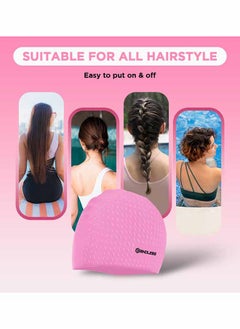 ENDLESS  Endless EL1021 Comfortable Silicon Swimming Cap with Bubble Design | Pink | Material : Silicon | Elastic Waterproof Swimming Cap for Long and Short Hair with Thicker Edge | For Adults, Women and Men  - Image 3